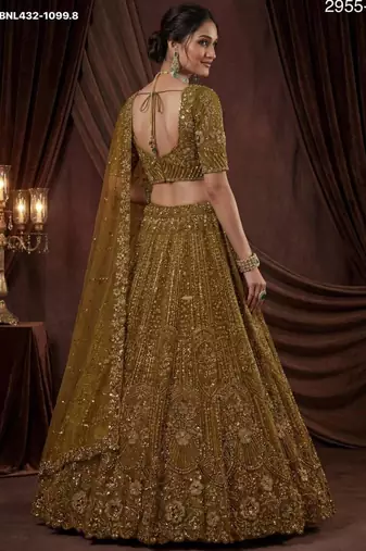 Mehendi Net Embroidered Lehengas