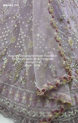 Light Lavender Net Hand Woven Lehengas 4