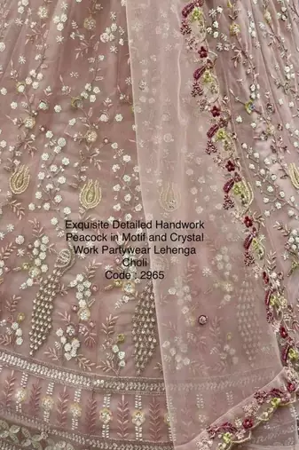 Light Baby Pink Net Hand Woven Lehengas