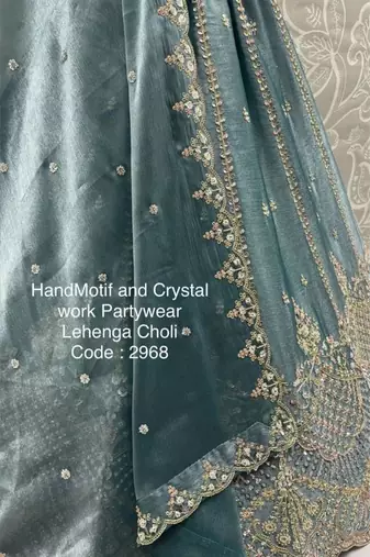 Cobalt Blue Satin Hand Woven Lehengas