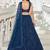 Teal Blue Net Embroidered Lehenga Set