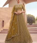 Mustard Net Embroidered Lehenga Set