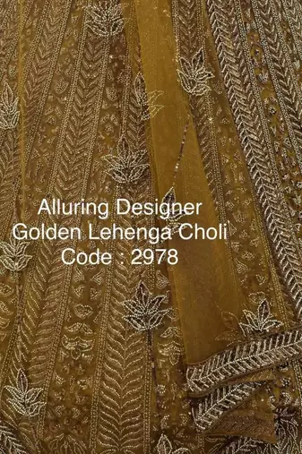 Mustard Net Embroidered Lehenga Set