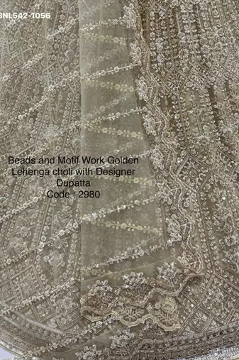 Beige Net Embroidered Lehenga Set