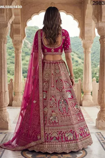 Rani Pink Silk Embroidered Lehenga Set
