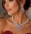 Ruby Diamond Bridal Jewelry Set: Silver CZ Choker Necklace, Chandelier Earrings