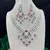 Ruby Diamond Bridal Jewelry Set: Silver CZ Choker Necklace, Chandelier Earrings