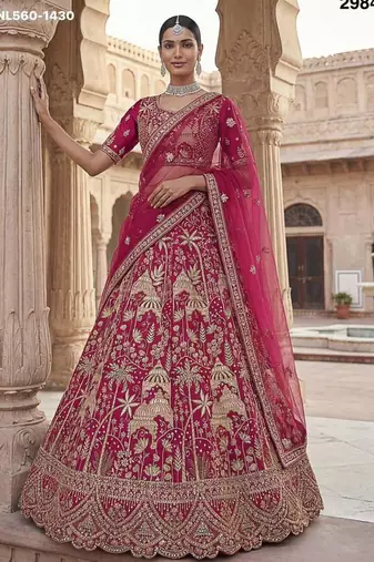 Rani Pink Silk Embroidered Lehenga Set