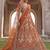 Orange Silk Embroidered Lehenga Set