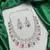 Ruby Diamond Bridal Jewelry Set: Marquise CZ Necklace, Chandelier Earrings, Rhodium Plated