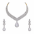 Cubic zirconia bridal necklace and earring set, silver tone, teardrop pendant, wedding jewellery