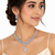 Cubic zirconia bridal necklace and earring set, silver tone, teardrop pendant, wedding jewellery