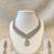 Cubic zirconia bridal necklace and earring set, silver tone, teardrop pendant, wedding jewellery