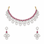 Diamond-style ruby red and white crystal necklace and earring set, silver tone, bridal jewellery