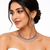 Diamond-style ruby red and white crystal necklace and earring set, silver tone, bridal jewellery