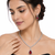 Red teardrop pendant necklace and earrings set, silver-tone, crystal embellished, with stud earrings