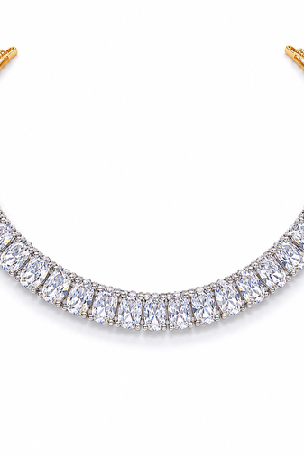 Crystal choker necklace and earrings jewellery set, silver and gold tone, cubic zirconia, bridal occasion wear