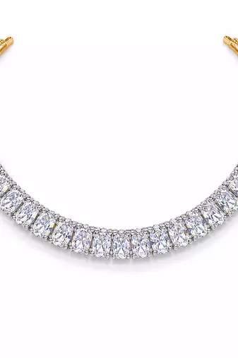 Crystal choker necklace and earrings jewellery set, silver and gold tone, cubic zirconia, bridal occasion wear
