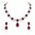 Ruby red and white crystal necklace and earrings jewellery set, pear drop pendant, bridal