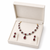 Ruby red and white crystal necklace and earrings jewellery set, pear drop pendant, bridal