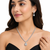 Silver-tone cz teardrop pendant necklace and drop earrings jewellery set, bridal, with stud earrings
