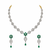 Silver-toned cz and emerald green floral necklace and earrings jewellery set, bridal wear