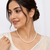 Pearl necklace and stud earrings jewellery set, white, gold-tone clasp, elegant bridal style, with stud earrings