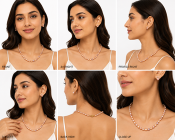 Freshwater pearl necklace and earring set, pink and lavender, oval rice shape, with stud earrings 3