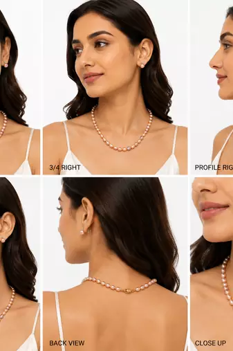 Freshwater pearl necklace and earring set, pink and lavender, oval rice shape, with stud earrings