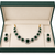 Emerald green cushion cut necklace and earrings jewellery set, silver and gold tone, cz stone