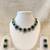 Emerald green cushion cut necklace and earrings jewellery set, silver and gold tone, cz stone