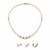 Pearl necklace and stud earring jewellery set, white, gold-tone accents, with stud earrings