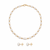 Freshwater pearl necklace and stud earrings jewellery set, white, gold beads, fresh water pearls maala