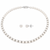Pearl necklace and stud earrings set, white, crystal rondelle spacers, silver-tone clasp, bridal jewellery