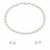 Pearl necklace and stud earrings jewellery set, white, silver beads, lobster clasp, women