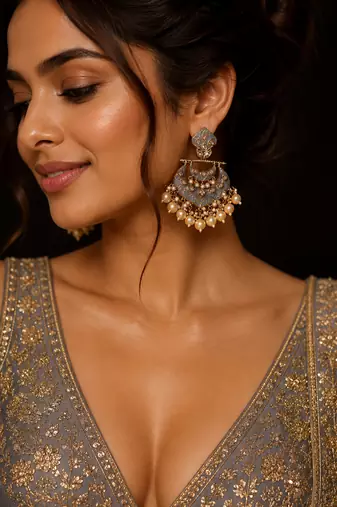 Grand heritage polki pearl drop earrings