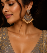 Grand heritage polki pearl drop earrings
