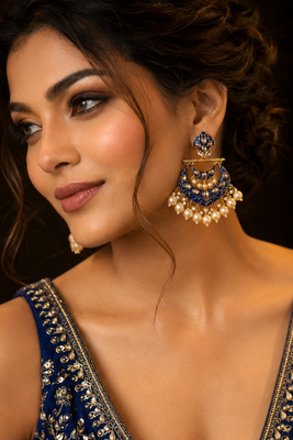 Statement meenakari pearl drop dangler earrings 1