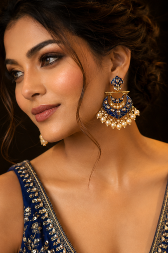 Statement meenakari pearl drop dangler earrings