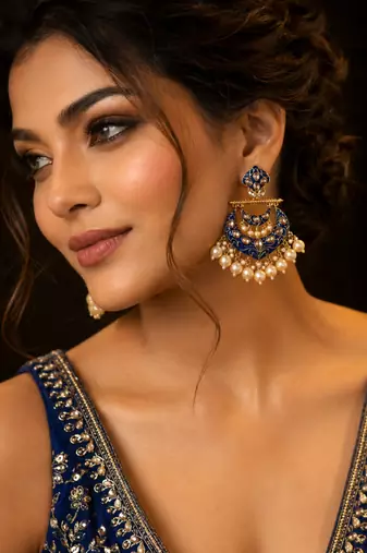 Statement meenakari pearl drop dangler earrings
