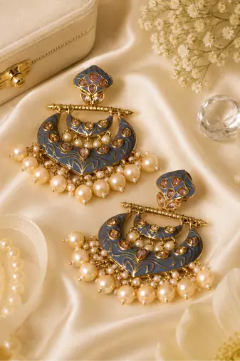 Grand heritage polki pearl drop earrings