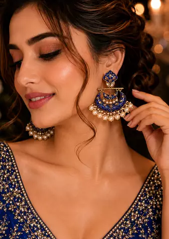 Statement meenakari pearl drop dangler earrings