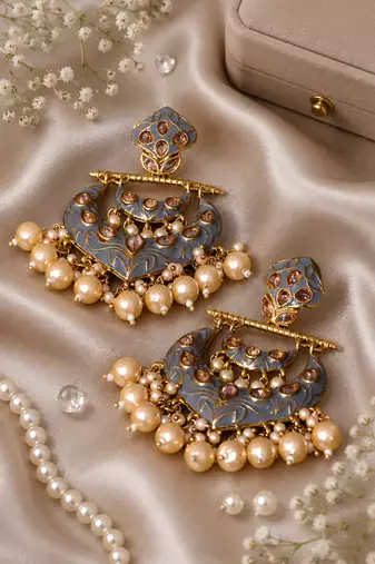 Grand heritage polki pearl drop earrings