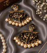 Traditional meenakari pearl chandbali earrings