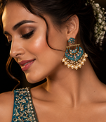 Imperial polki and pearl chandbali earrings