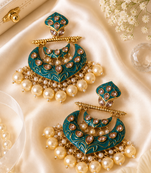 Imperial polki and pearl chandbali earrings