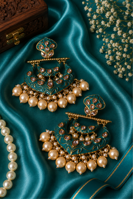 Imperial polki and pearl chandbali earrings 4