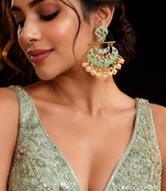 Grand royal pearl chandbali dangler earrings