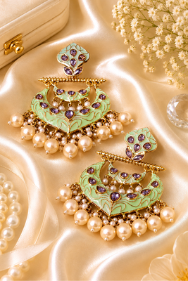 Grand royal pearl chandbali dangler earrings 1