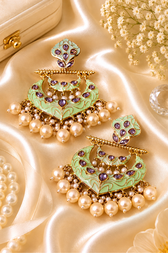 Grand royal pearl chandbali dangler earrings